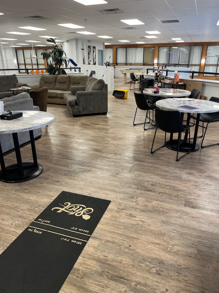 Commercial office lounge area after deep cleaning services